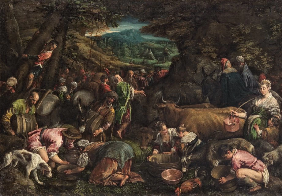 Mosé fa sgorgare l'acqua dala roccia - Kunsthistorisches Museum Viennan, Jacopo da Ponte, detto Bassano